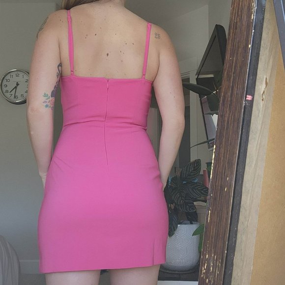 XS Pink Mini Dress with Side Ruching - Picture 5 of 6